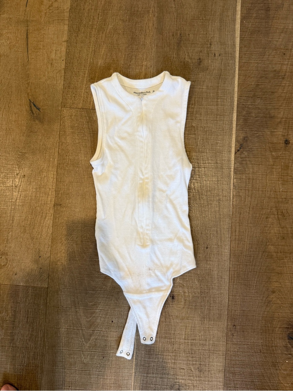 Abercrombie & Fitch White Ribbed Zip Front Tank